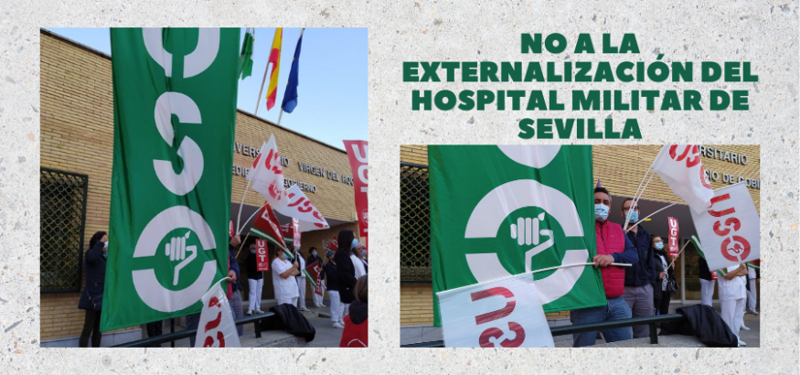 USO se concentra en el Hospital Militar de Sevilla. Sindicato USO-Andalucía