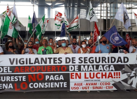 Primera jornada de huelga de los vigilantes del aeropuerto de Málaga contra los incumplimientos